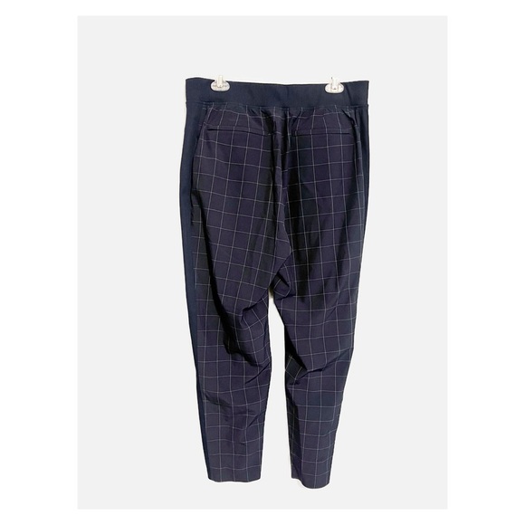 Athleta Brooklyn Textured Ankle Pant Navy Blue Windowpane 12 - Picture 3 of 9